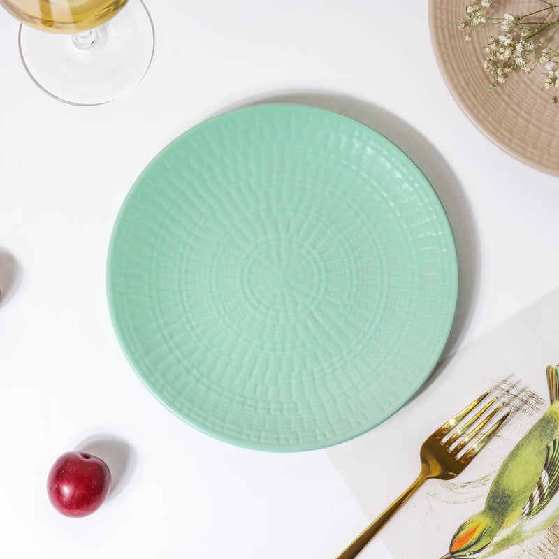 Aamirah Green Patterned Snack Plate 8 Inch - Serving plate, snack plate, dessert plate | Plates for dining & home decor