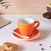 Glazed Ceramic Orange Cup Set 150 ml- Tea cup, coffee cup, cup for tea | Cups and Mugs for Office Table & Home Decoration