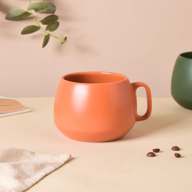 Terracotta Brown Round Mug 350 ml- Mug for coffee, tea mug, cappuccino mug | Cups and Mugs for Coffee Table & Home Decor