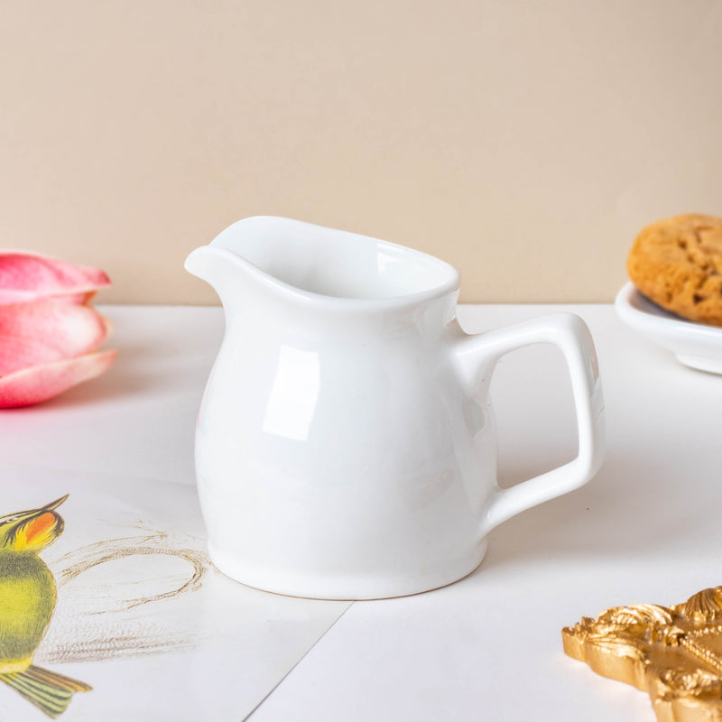 Serena White Truffle Milk Pot With Handle Large 200 ml - Coffee creamer, milk pot | Milk pot for Dining table & Home decor