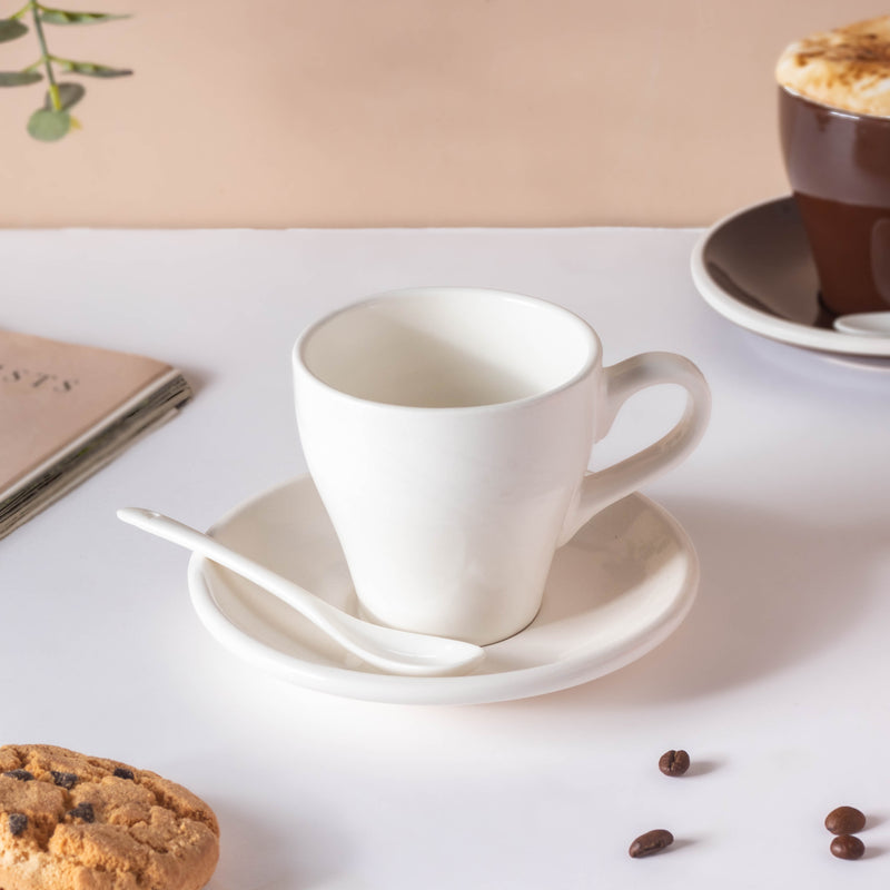 Glazed Ceramic White Cup Set 150 ml- Tea cup, coffee cup, cup for tea | Cups and Mugs for Office Table & Home Decoration
