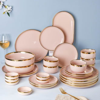 VERA Pink 27 Piece Dinner Set For 6