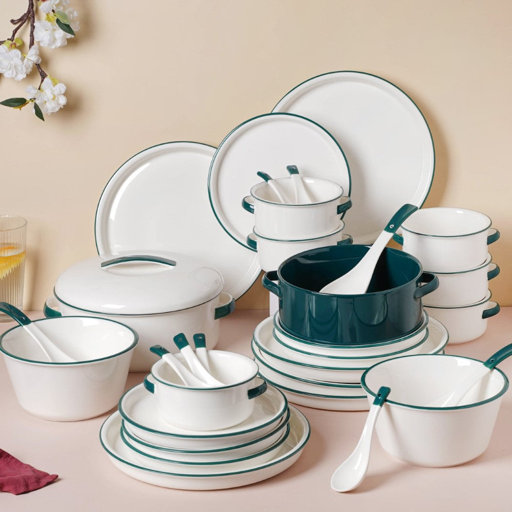 Green Toujours 31 Piece Dinner Set For 6