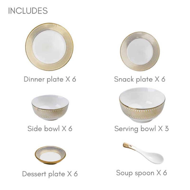 Aurelea 33 Piece Dinner Set For 6
