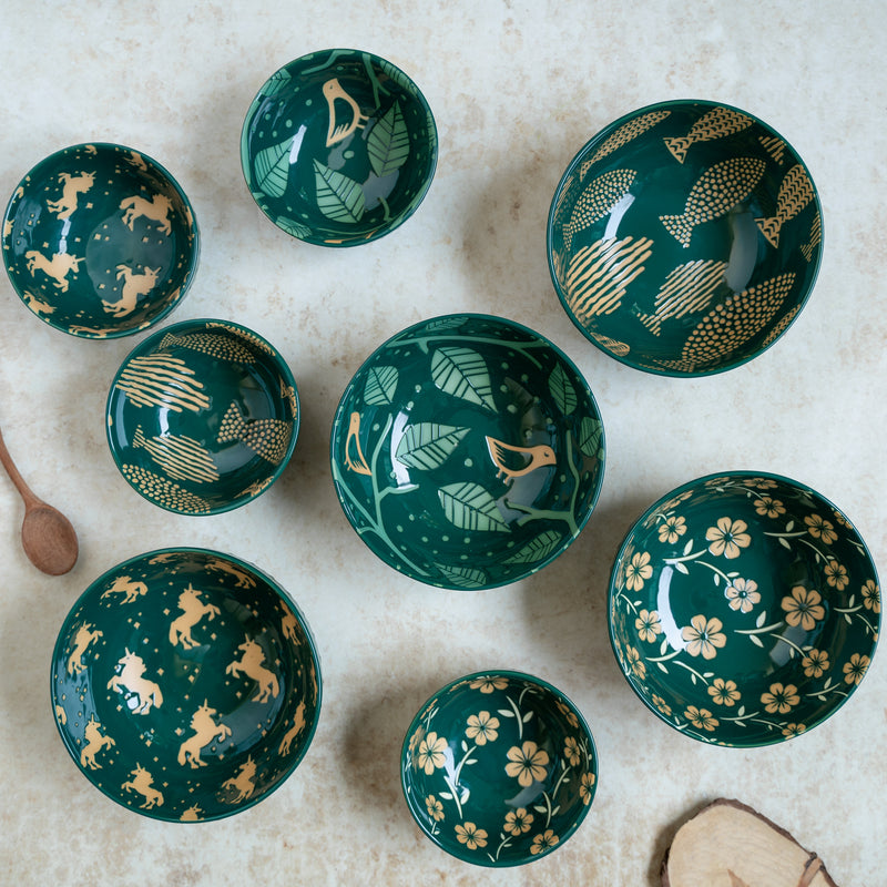 Natura Bowls Green - Bowl, ceramic bowl, serving bowls, noodle bowl, salad bowls, bowl for snacks, large serving bowl | Bowls for dining table & home decor