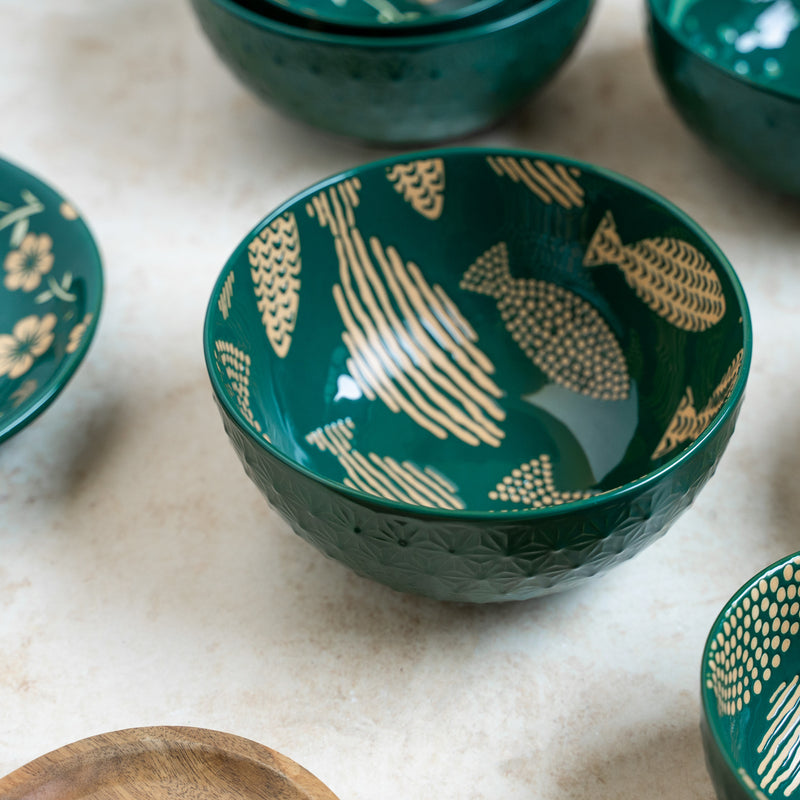 Natura Bowls Green - Bowl, ceramic bowl, serving bowls, noodle bowl, salad bowls, bowl for snacks, large serving bowl | Bowls for dining table & home decor