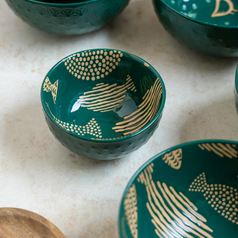Natura Bowls Green - Bowl, ceramic bowl, serving bowls, noodle bowl, salad bowls, bowl for snacks, large serving bowl | Bowls for dining table & home decor
