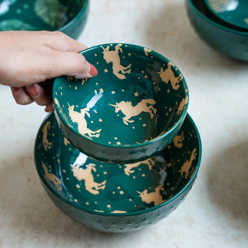 Natura Bowls Green - Bowl, ceramic bowl, serving bowls, noodle bowl, salad bowls, bowl for snacks, large serving bowl | Bowls for dining table & home decor