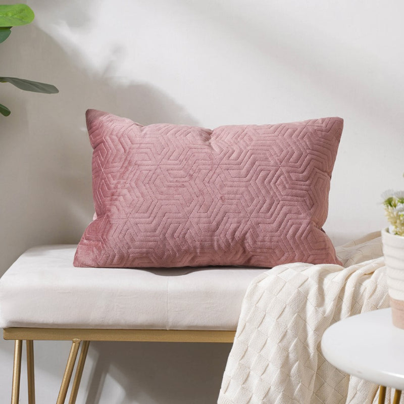 Eclectic Rectangle Velvet Cushion Cover Dusty Pink 12x18 inch