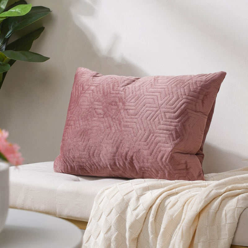 Eclectic Rectangle Velvet Cushion Cover Dusty Pink 12x18 inch
