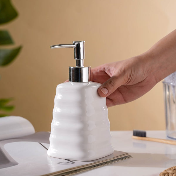 Abstract Ceramic Dispenser With Nozzle White 7 Inch
