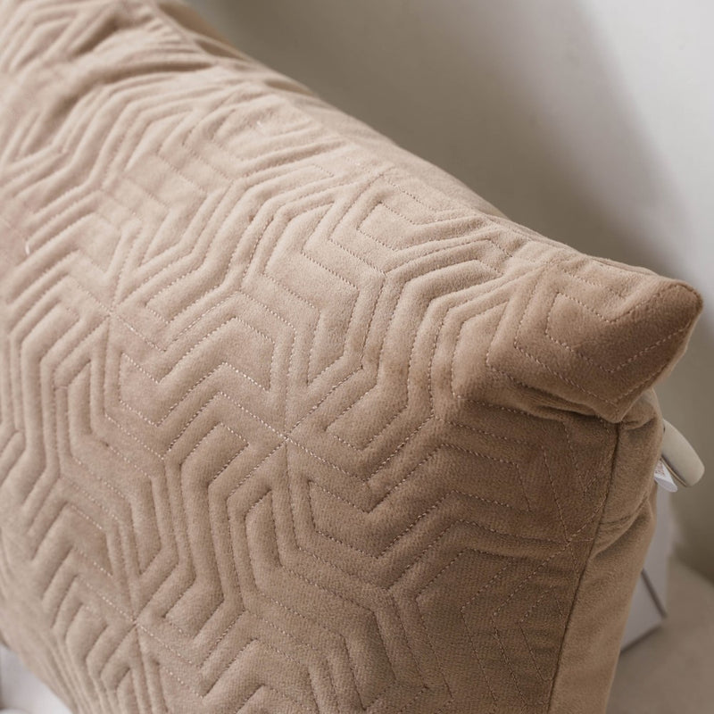 Eclectic Rectangle Velvet Cushion Cover Beige 12x18 inch