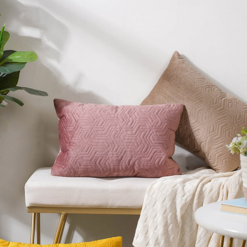 Eclectic Rectangle Velvet Cushion Cover Dusty Pink 12x18 inch
