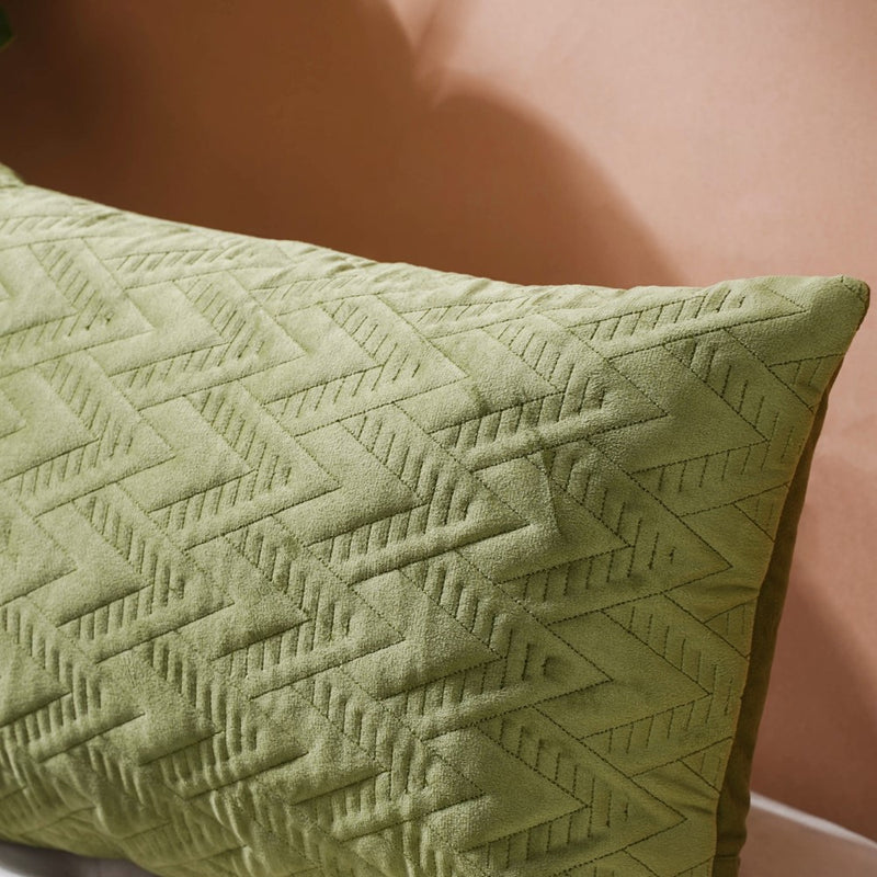 Eclectic Rectangle Velvet Cushion Cover Green 12x18 inch