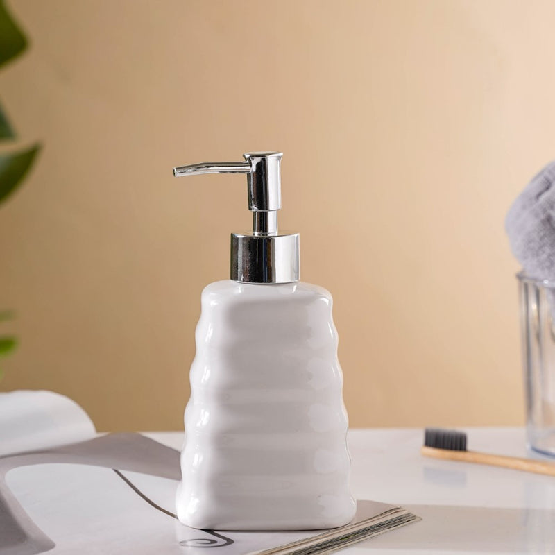 Abstract Ceramic Dispenser With Nozzle White 7 Inch