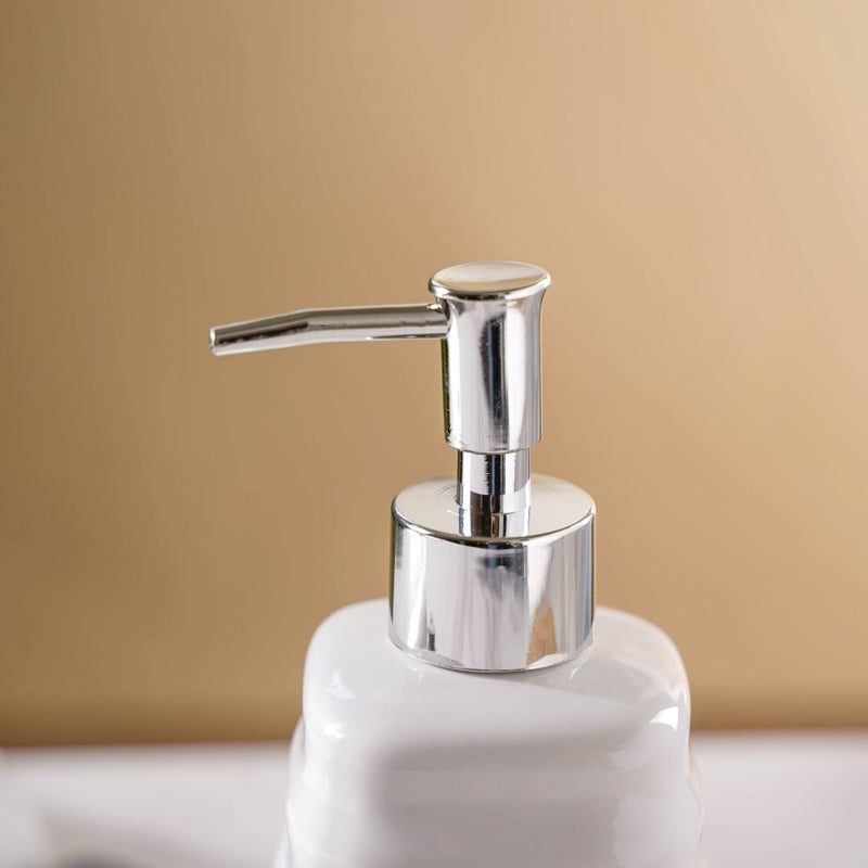 Abstract Ceramic Dispenser With Nozzle White 7 Inch
