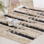 Beige and Black Living Room Mat