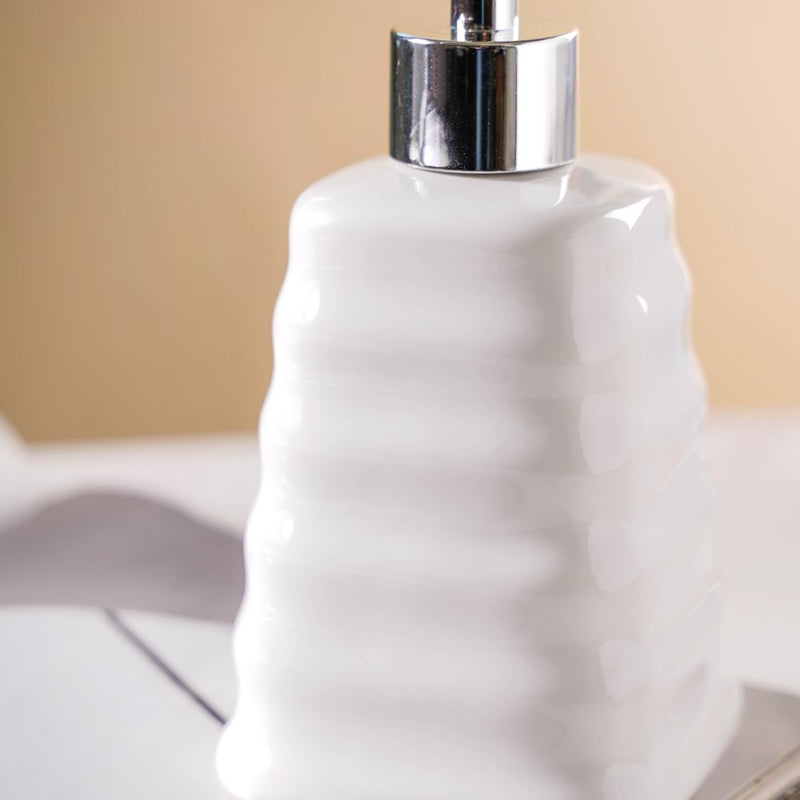 Abstract Ceramic Dispenser With Nozzle White 7 Inch