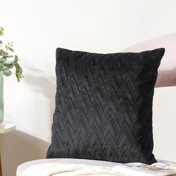 Jet Black Abstract Cushion Cover 16 inch