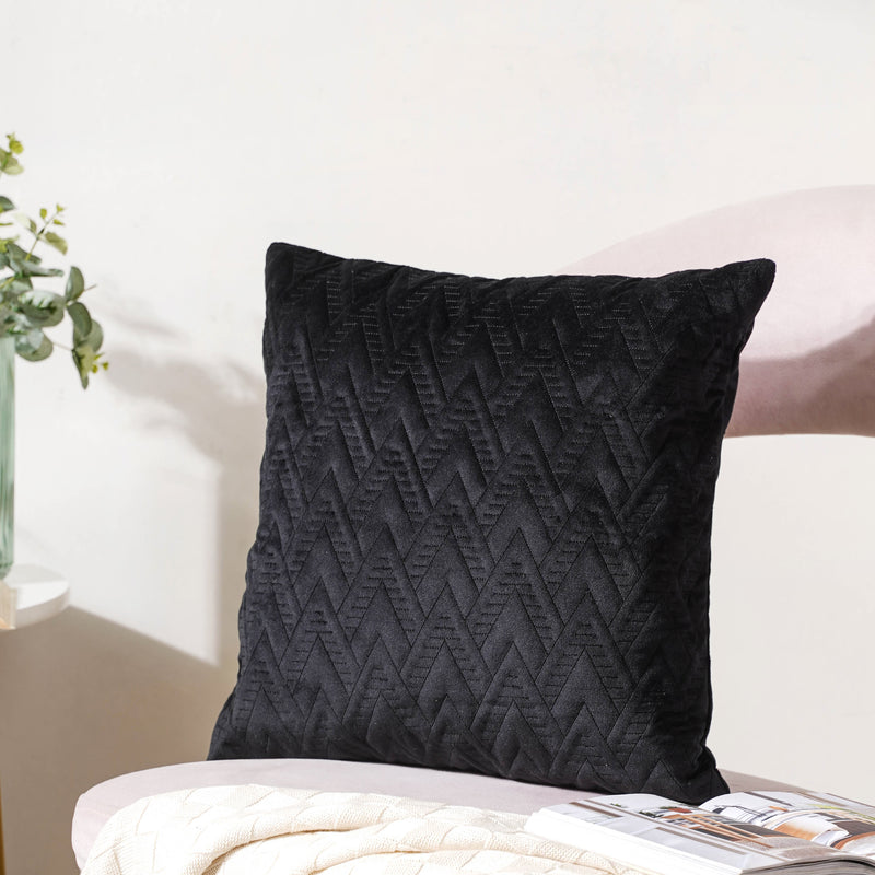 Jet Black Abstract Cushion Cover 16 inch