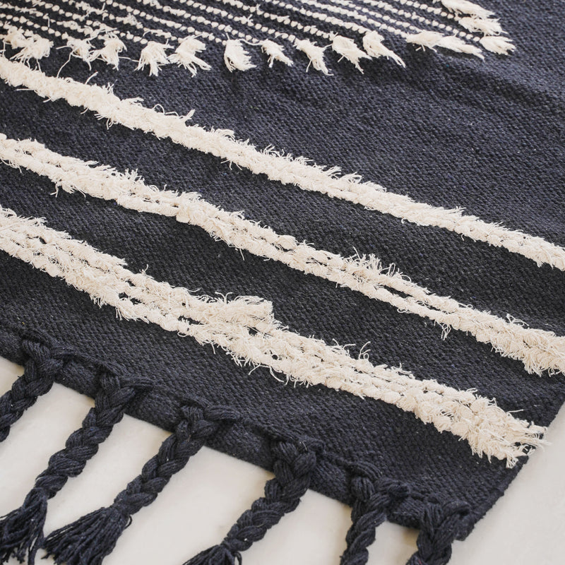 Black Hand Knotted Carpet for Living Room