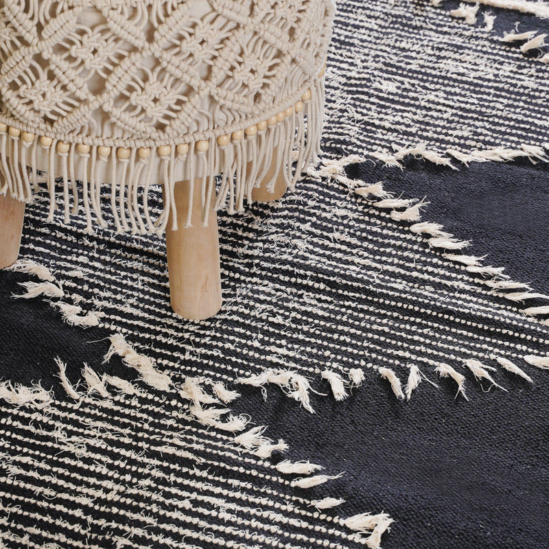 Black Handwoven Carpet for Living Room