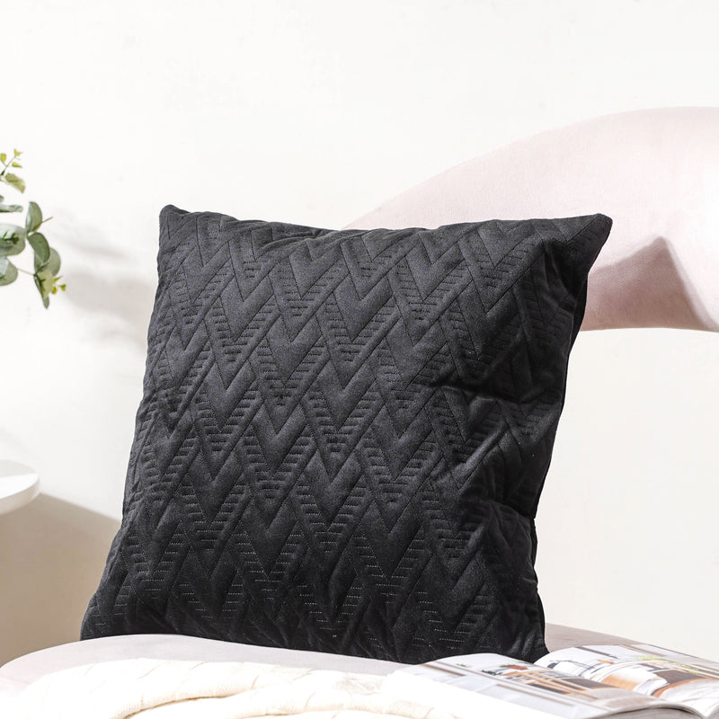 Jet Black Abstract Cushion Cover 16 inch