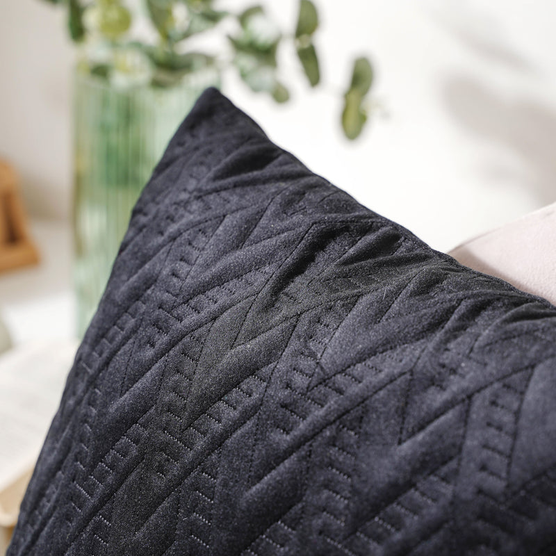 Jet Black Abstract Cushion Cover 16 inch