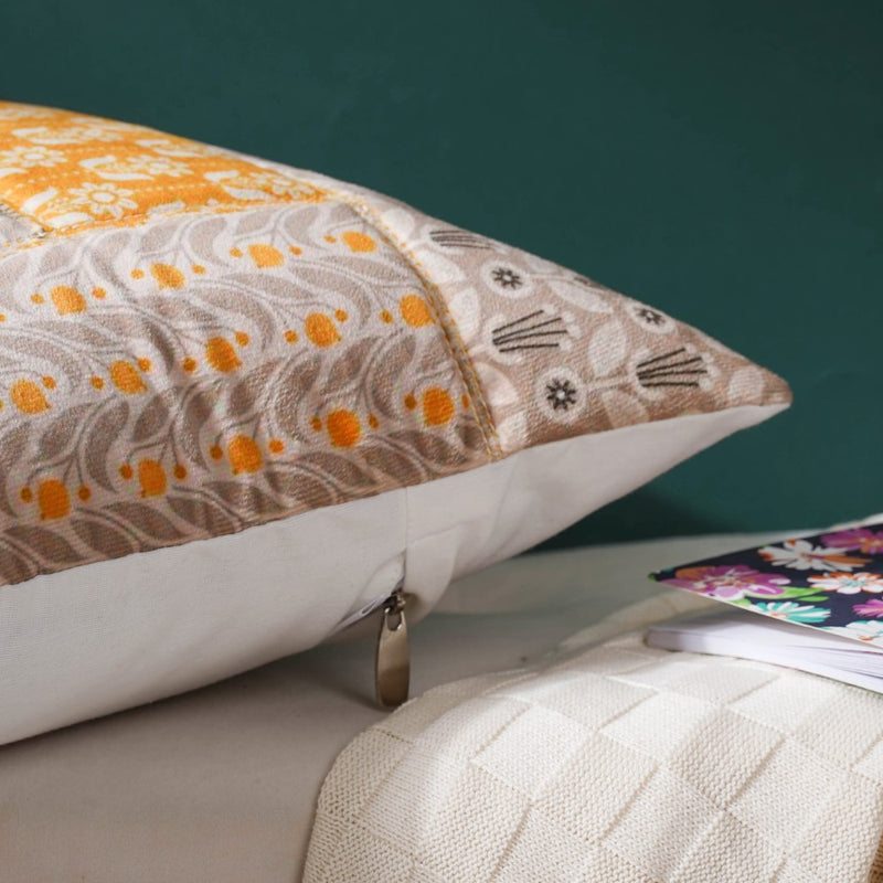 Patchwork Florals Velvet Cushion Cover 16 inch