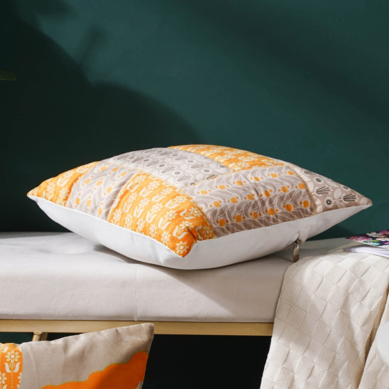 Patchwork Florals Velvet Cushion Cover 16 inch