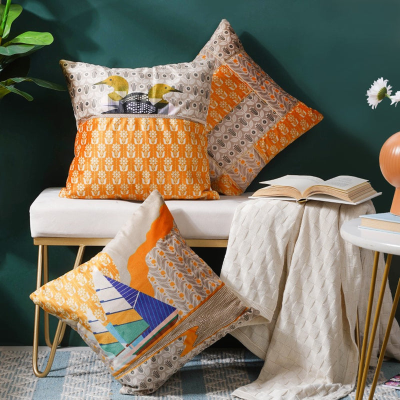 Patchwork Florals Velvet Cushion Cover 16 inch