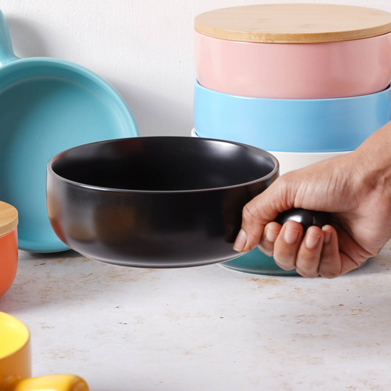 Oven Bowl With Lid - Ceramic bowl, salad bowls, serving bowl with lid, snack bowls, bowl with handle, oven bowl | Bowls for dining table & home decor