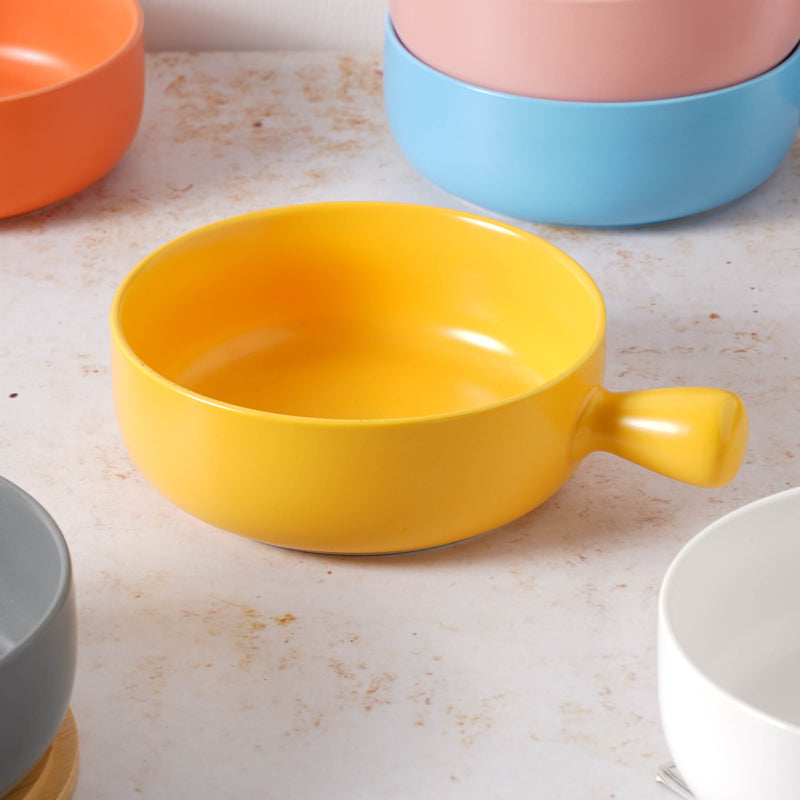 Oven Bowl With Lid - Ceramic bowl, salad bowls, serving bowl with lid, snack bowls, bowl with handle, oven bowl | Bowls for dining table & home decor