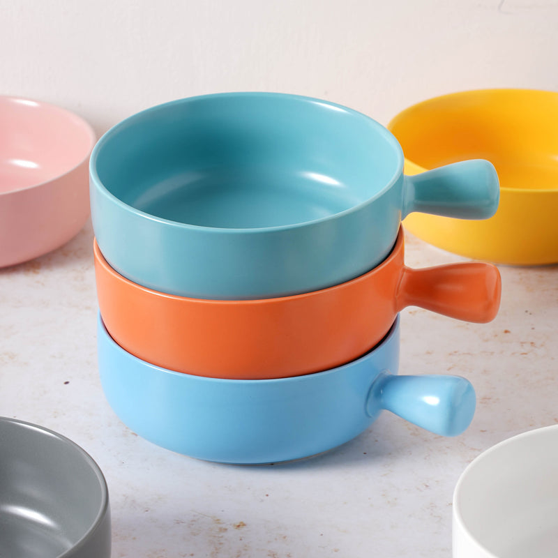 Oven Bowl With Lid - Ceramic bowl, salad bowls, serving bowl with lid, snack bowls, bowl with handle, oven bowl | Bowls for dining table & home decor