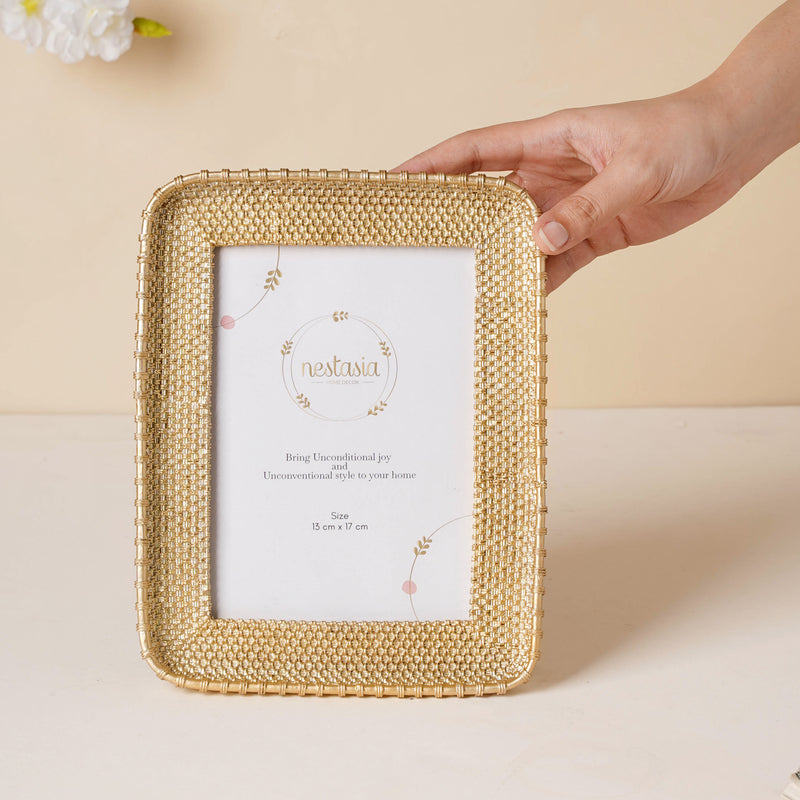 Gold Basket Photo Frame - Picture frames and photo frames online | Room decoration items