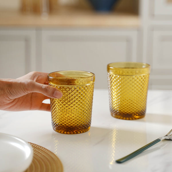 Amber Water Glass Set of 2