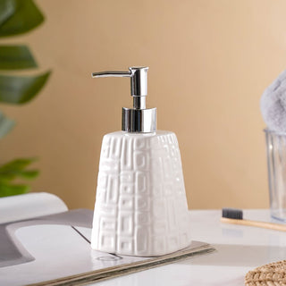 Pyramid Textured Ceramic Dispenser White 7 Inch