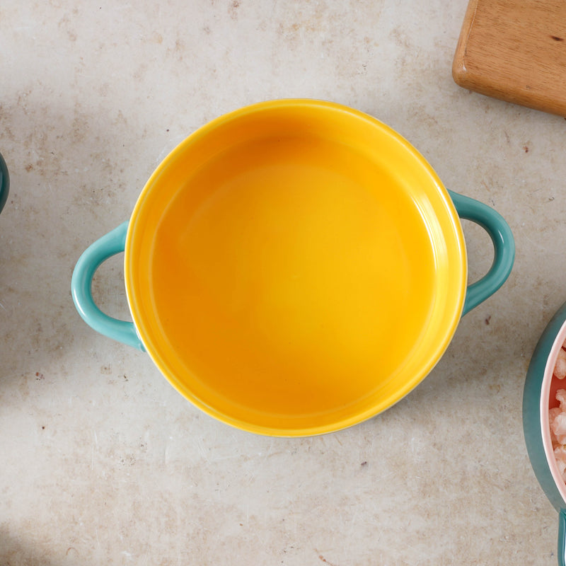 Round Baking Bowl - Bowl, ceramic bowl, serving bowls, noodle bowl, salad bowls, bowl for snacks, baking bowls, large serving bowl, bowl with handle | Bowls for dining table & home decor