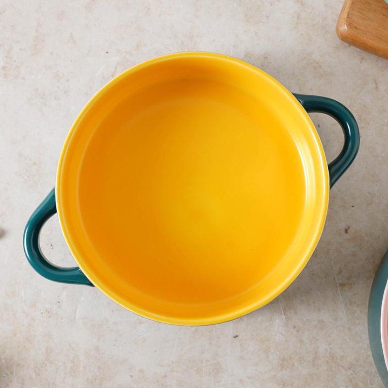 Round Baking Bowl - Bowl, ceramic bowl, serving bowls, noodle bowl, salad bowls, bowl for snacks, baking bowls, large serving bowl, bowl with handle | Bowls for dining table & home decor