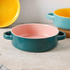 Round Baking Bowl - Bowl, ceramic bowl, serving bowls, noodle bowl, salad bowls, bowl for snacks, baking bowls, large serving bowl, bowl with handle | Bowls for dining table & home decor