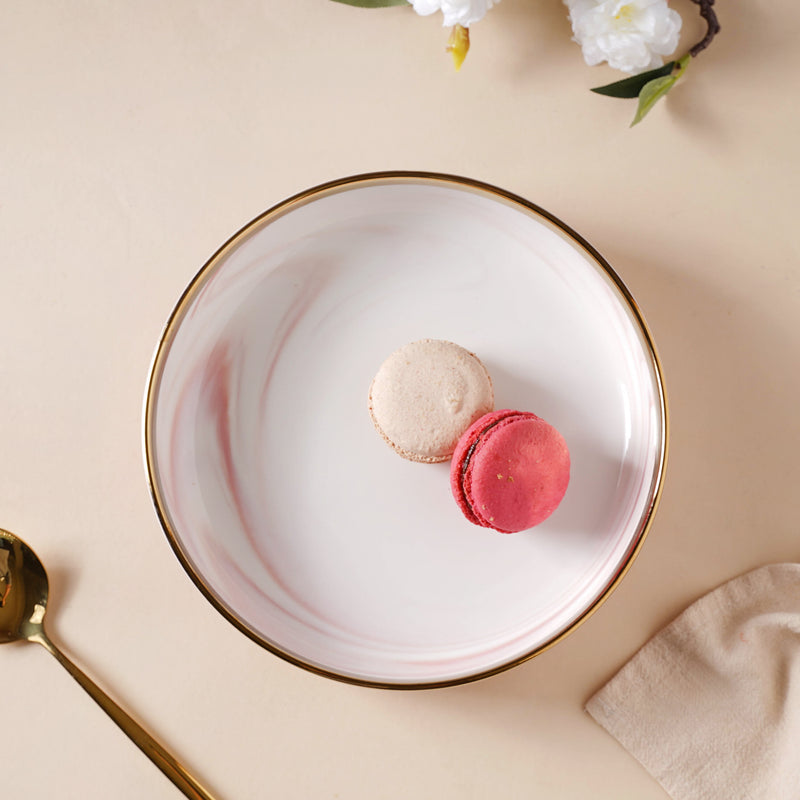 Pink Marble Deep Dish - Serving plate, pasta plate, lunch plate, deep plate | Plates for dining table & home decor