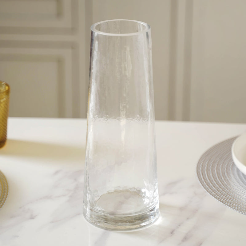 Cylindrical Rustic Vase - Glass flower vase for home decor, office and gifting | Room decoration items