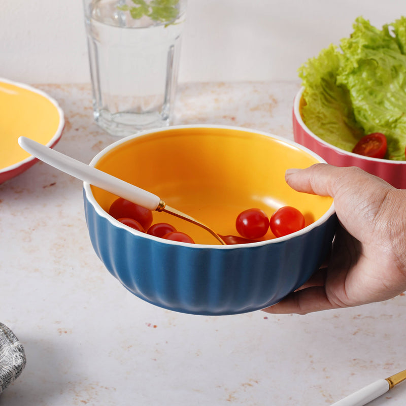 Chrome Salad Bowl 550 ml - Bowl,ceramic bowl, snack bowls, curry bowl, popcorn bowls | Bowls for dining table & home decor