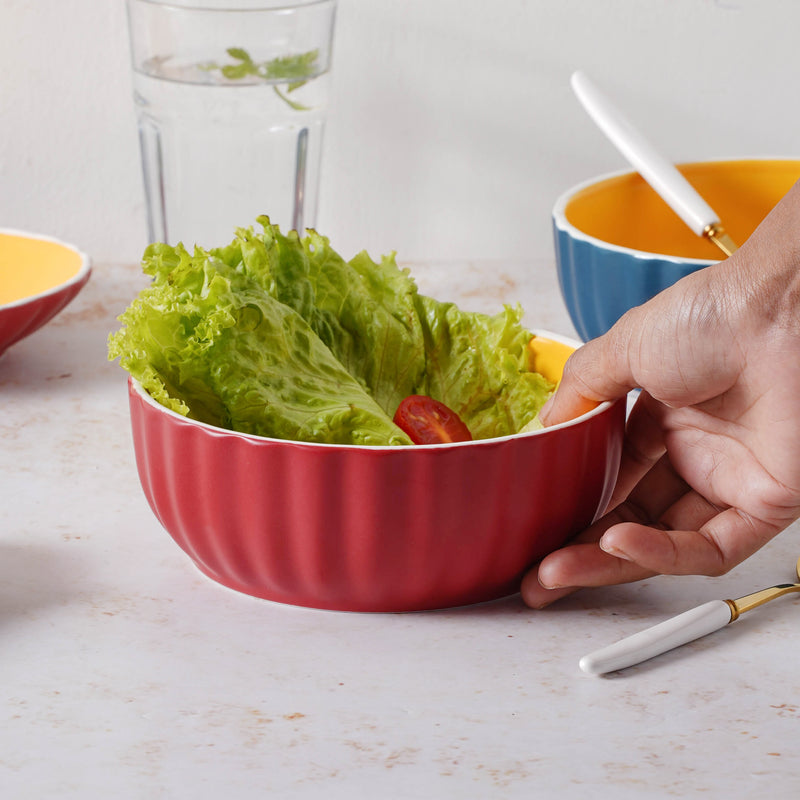 Chrome Salad Bowl 550 ml - Bowl,ceramic bowl, snack bowls, curry bowl, popcorn bowls | Bowls for dining table & home decor