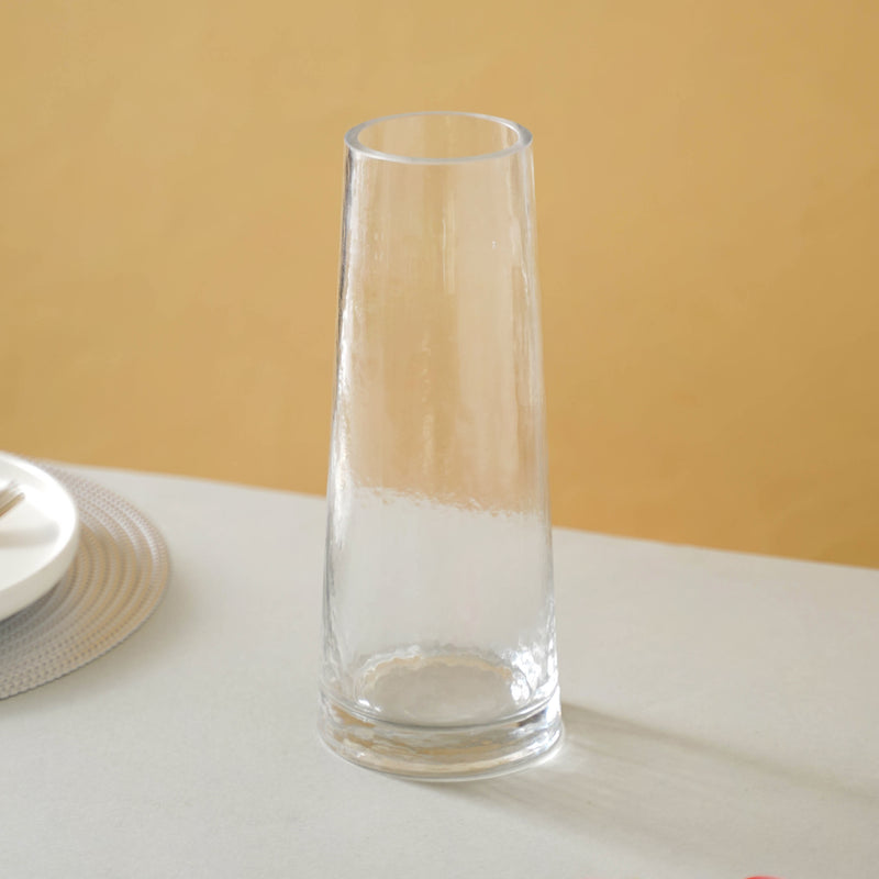 Cylindrical Rustic Vase - Glass flower vase for home decor, office and gifting | Room decoration items