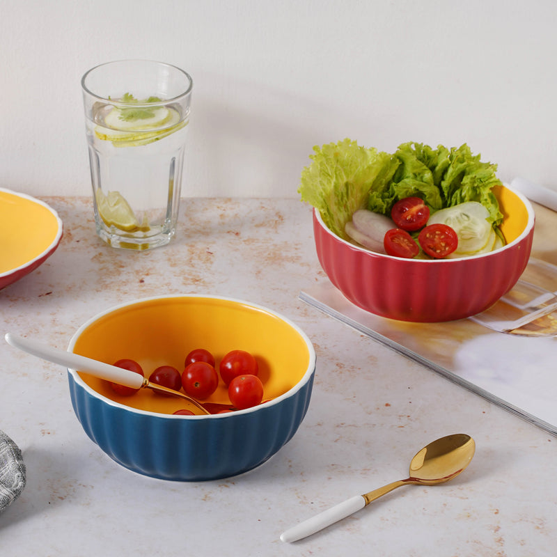 Chrome Salad Bowl 550 ml - Bowl,ceramic bowl, snack bowls, curry bowl, popcorn bowls | Bowls for dining table & home decor