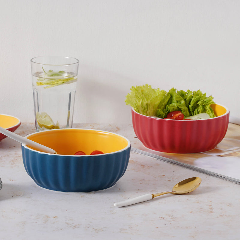 Chrome Salad Bowl 550 ml - Bowl,ceramic bowl, snack bowls, curry bowl, popcorn bowls | Bowls for dining table & home decor