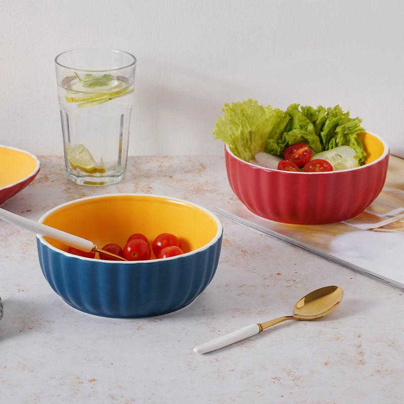 Chrome Salad Bowl 550 ml - Bowl,ceramic bowl, snack bowls, curry bowl, popcorn bowls | Bowls for dining table & home decor