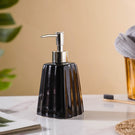 Striped Ceramic Soap Dispenser Black 7 Inch