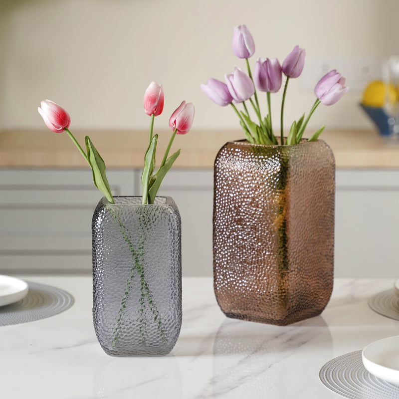 Art Deco Vase Small - Glass flower vase for home decor, office and gifting | Home decoration items